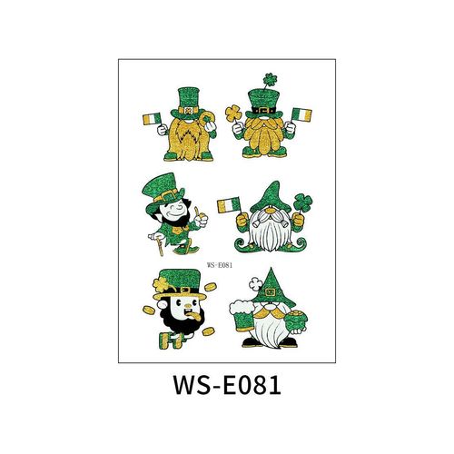 New Irish National Day Tattoo Sticker Cartoon Clover Disposable Children Glitter Tattoo Sticker Fashion