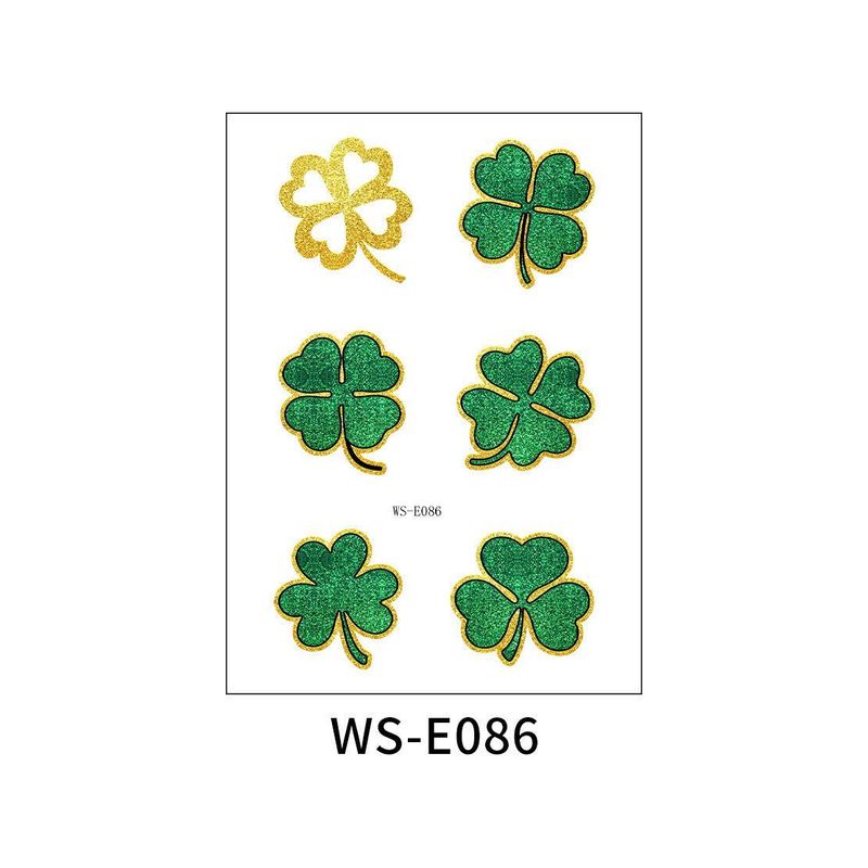 New Irish National Day Tattoo Sticker Cartoon Clover Disposable Children Glitter Tattoo Sticker Fashion