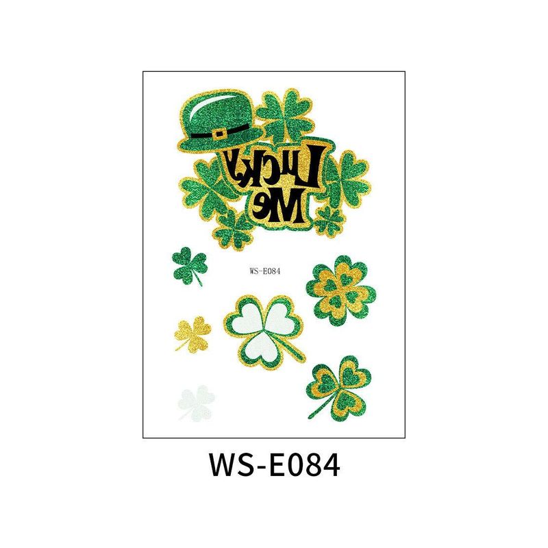 New Irish National Day Tattoo Sticker Cartoon Clover Disposable Children Glitter Tattoo Sticker Fashion