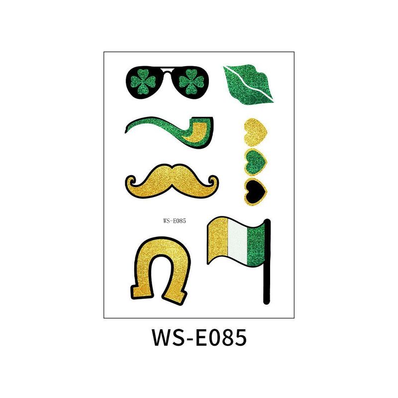 New Irish National Day Tattoo Sticker Cartoon Clover Disposable Children Glitter Tattoo Sticker Fashion