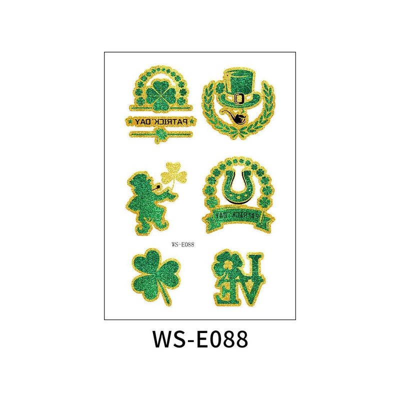 New Irish National Day Tattoo Sticker Cartoon Clover Disposable Children Glitter Tattoo Sticker Fashion