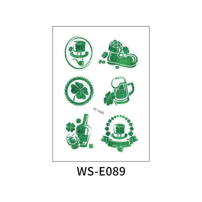 New Irish National Day Tattoo Sticker Cartoon Clover Disposable Children Glitter Tattoo Sticker Fashion