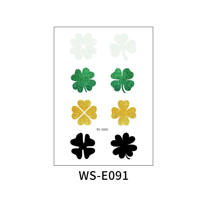 New Irish National Day Tattoo Sticker Cartoon Clover Disposable Children Glitter Tattoo Sticker Fashion