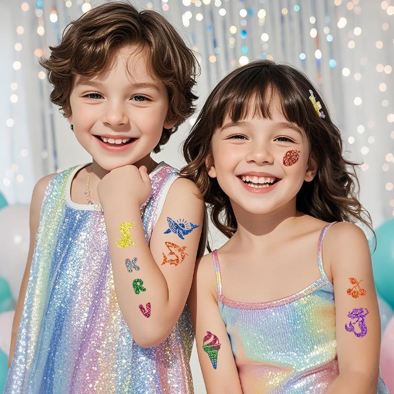 Glitter Hollow Face Sticker Glitter Powder Tattoo DIY Children's Tattoo Sticker Creative Body Painted Suit Sticker Fashion