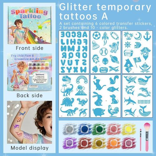 Glitter Hollow Face Sticker Glitter Powder Tattoo DIY Children's Tattoo Sticker Creative Body Painted Suit Sticker Fashion