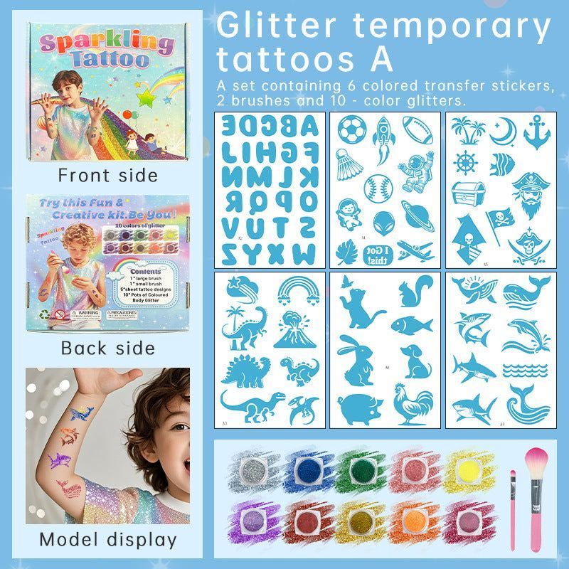 Glitter Hollow Face Sticker Glitter Powder Tattoo DIY Children's Tattoo Sticker Creative Body Painted Suit Sticker Fashion