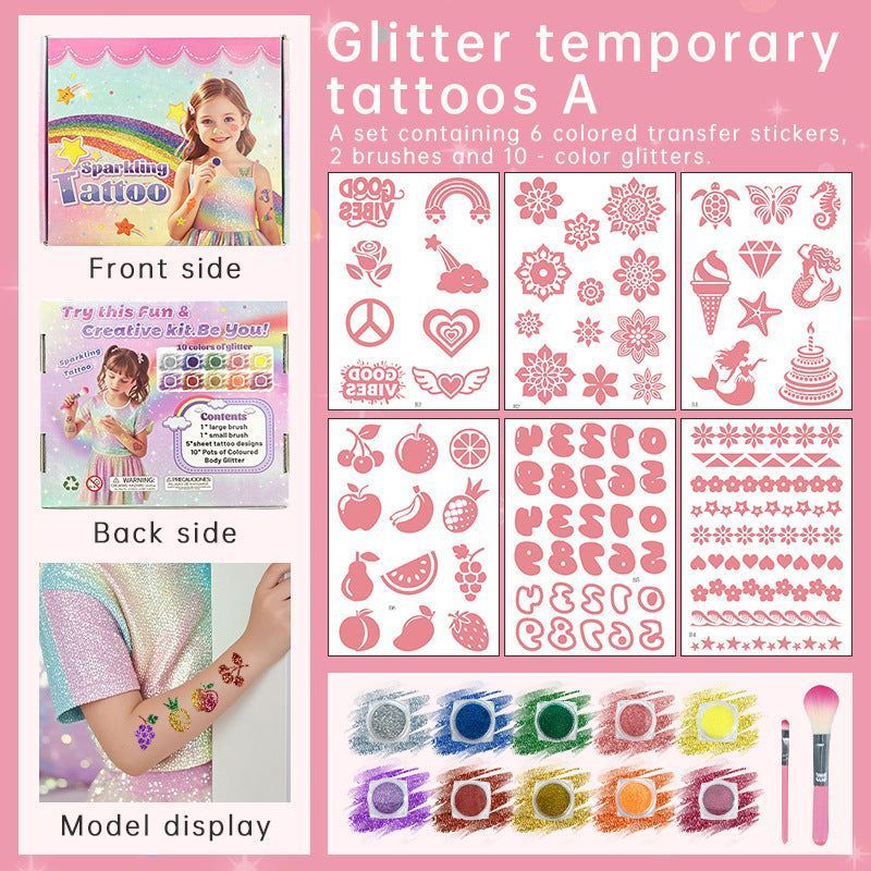 Glitter Hollow Face Sticker Glitter Powder Tattoo DIY Children's Tattoo Sticker Creative Body Painted Suit Sticker Fashion