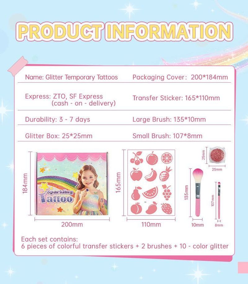 Glitter Hollow Face Sticker Glitter Powder Tattoo DIY Children's Tattoo Sticker Creative Body Painted Suit Sticker Fashion