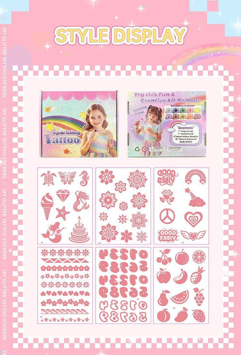 Glitter Hollow Face Sticker Glitter Powder Tattoo DIY Children's Tattoo Sticker Creative Body Painted Suit Sticker Fashion