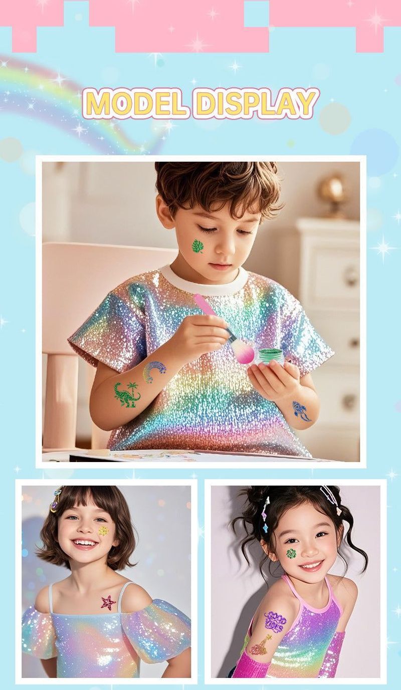 Glitter Hollow Face Sticker Glitter Powder Tattoo DIY Children's Tattoo Sticker Creative Body Painted Suit Sticker Fashion