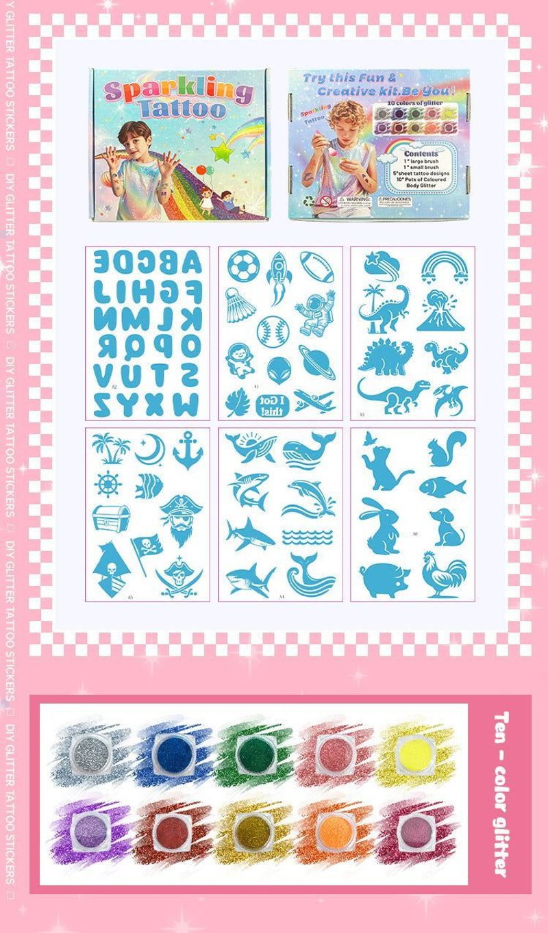 Glitter Hollow Face Sticker Glitter Powder Tattoo DIY Children's Tattoo Sticker Creative Body Painted Suit Sticker Fashion