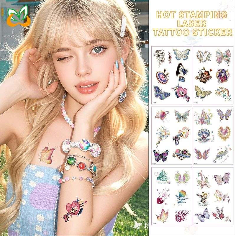 Color Butterfly Advanced Sense Bronzing Tattoo Sticker Summer Out Magazine Photography Waterproof Tattoo Sticker Fashion