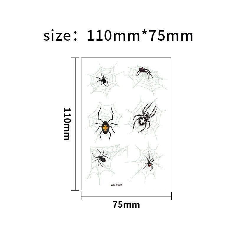 New Halloween Spider Web Luminous Tattoo Cross Border Party Event Green Luminous Stereo Spider Tattoo Sticker  Night light