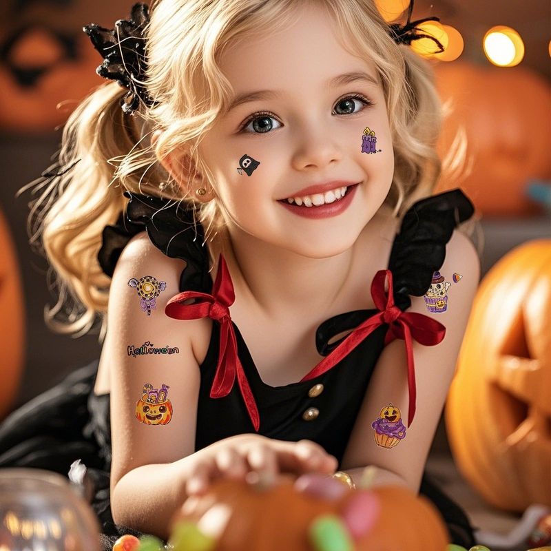 In Stock New Children's Cartoon Halloween Theme Tattoo Stickers Funny Party Party Cute Color Stickers