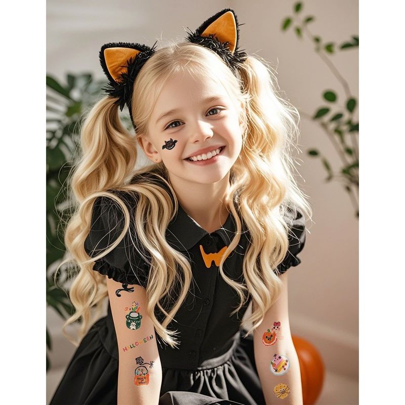 In Stock New Children's Cartoon Halloween Theme Tattoo Stickers Funny Party Party Cute Color Stickers