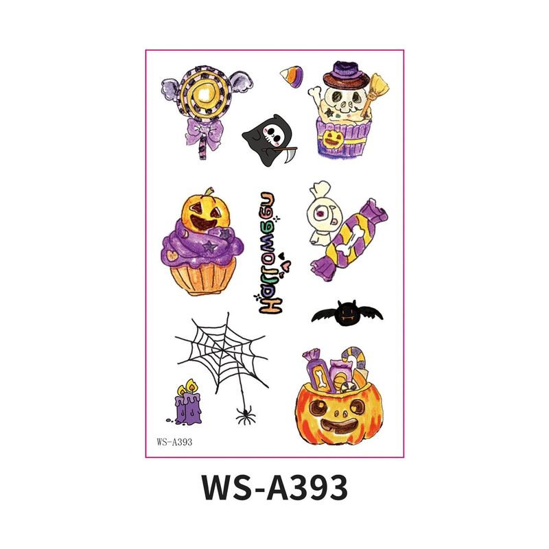 In Stock New Children's Cartoon Halloween Theme Tattoo Stickers Funny Party Party Cute Color Stickers