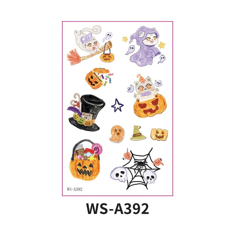 In Stock New Children's Cartoon Halloween Theme Tattoo Stickers Funny Party Party Cute Color Stickers
