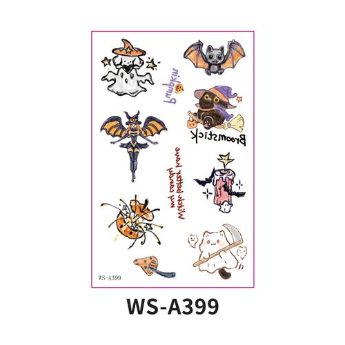 In Stock New Children's Cartoon Halloween Theme Tattoo Stickers Funny Party Party Cute Color Stickers