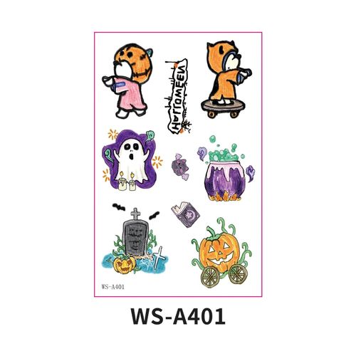 In Stock New Children's Cartoon Halloween Theme Tattoo Stickers Funny Party Party Cute Color Stickers