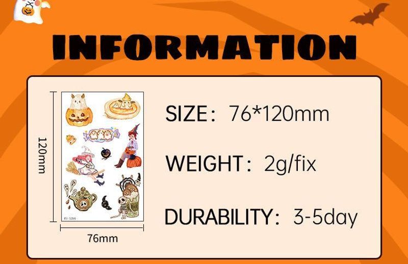 In Stock New Children's Cartoon Halloween Theme Tattoo Stickers Funny Party Party Cute Color Stickers