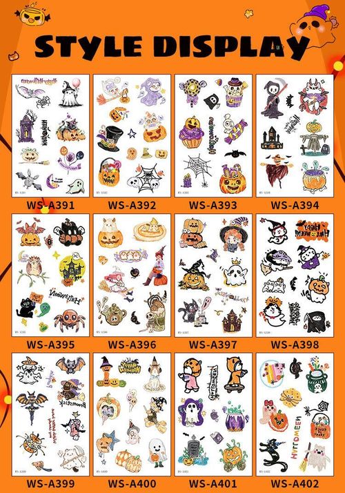 In Stock New Children's Cartoon Halloween Theme Tattoo Stickers Funny Party Party Cute Color Stickers