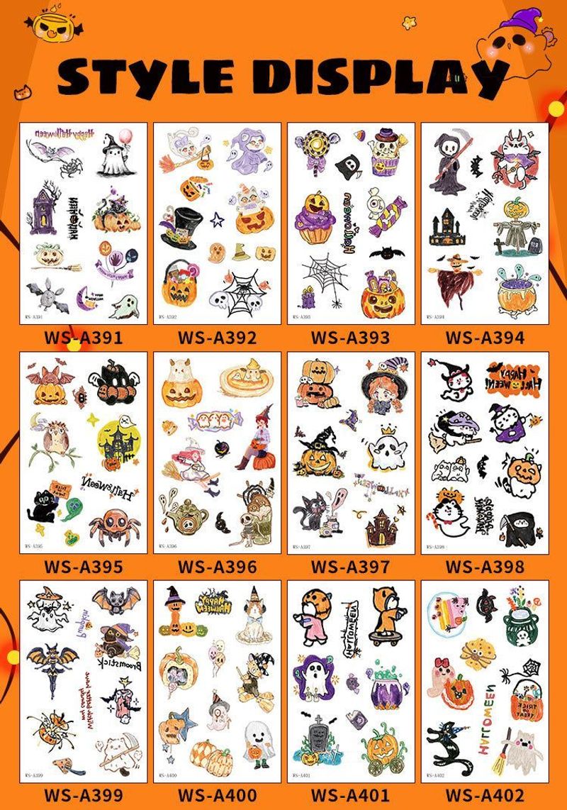 In Stock New Children's Cartoon Halloween Theme Tattoo Stickers Funny Party Party Cute Color Stickers