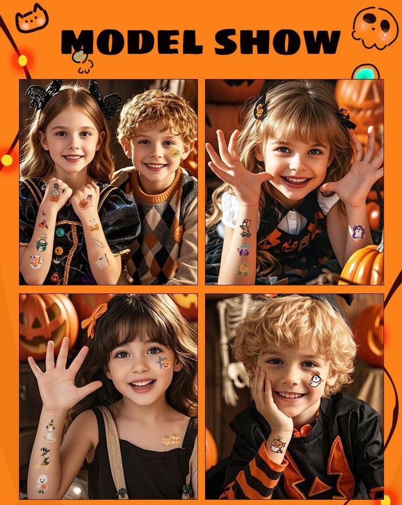 In Stock New Children's Cartoon Halloween Theme Tattoo Stickers Funny Party Party Cute Color Stickers
