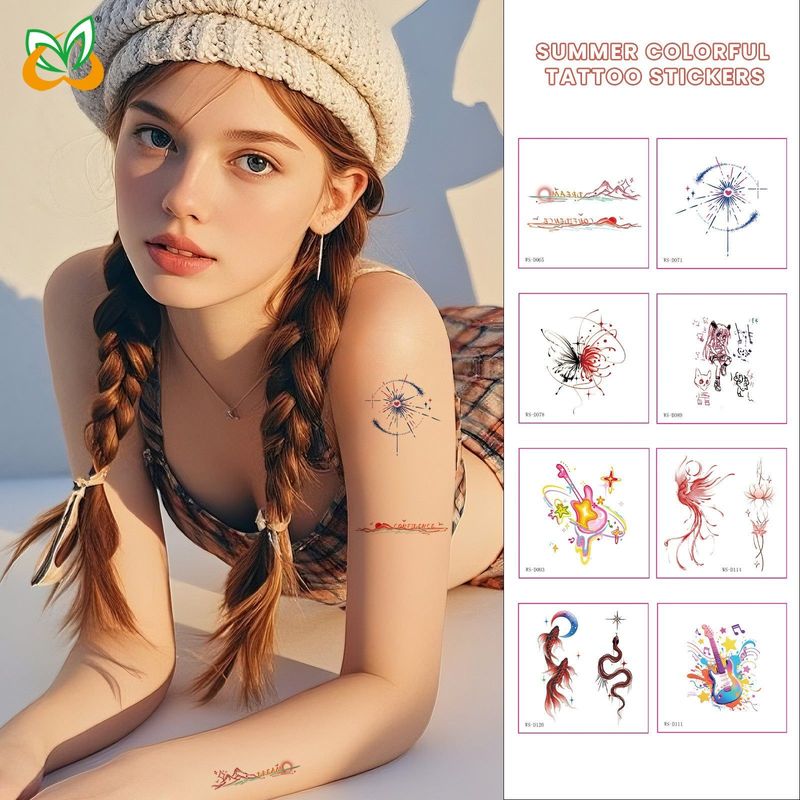 Colorful Cute Tattoo Sticker Advanced Sense Ins Summer Colorful Finger Clavicle Sticker Fashion