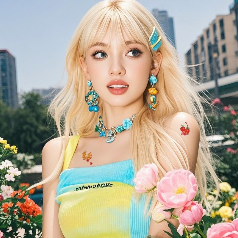 Colorful Cute Tattoo Sticker Advanced Sense Ins Summer Colorful Finger Clavicle Sticker Fashion