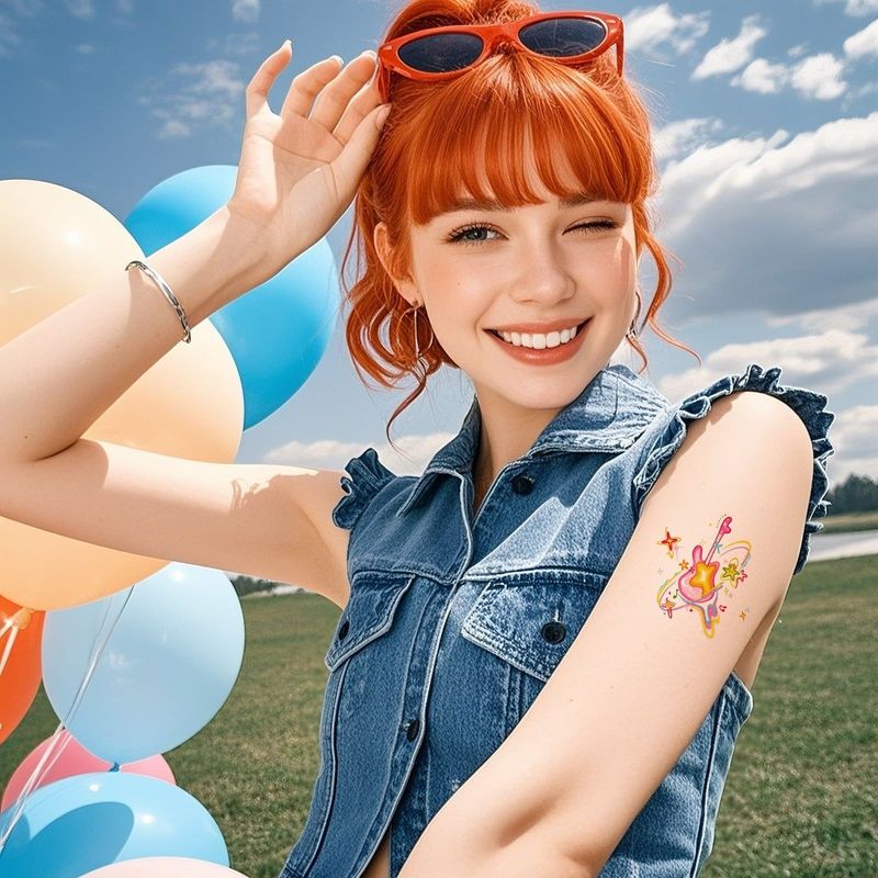 Colorful Cute Tattoo Sticker Advanced Sense Ins Summer Colorful Finger Clavicle Sticker Fashion