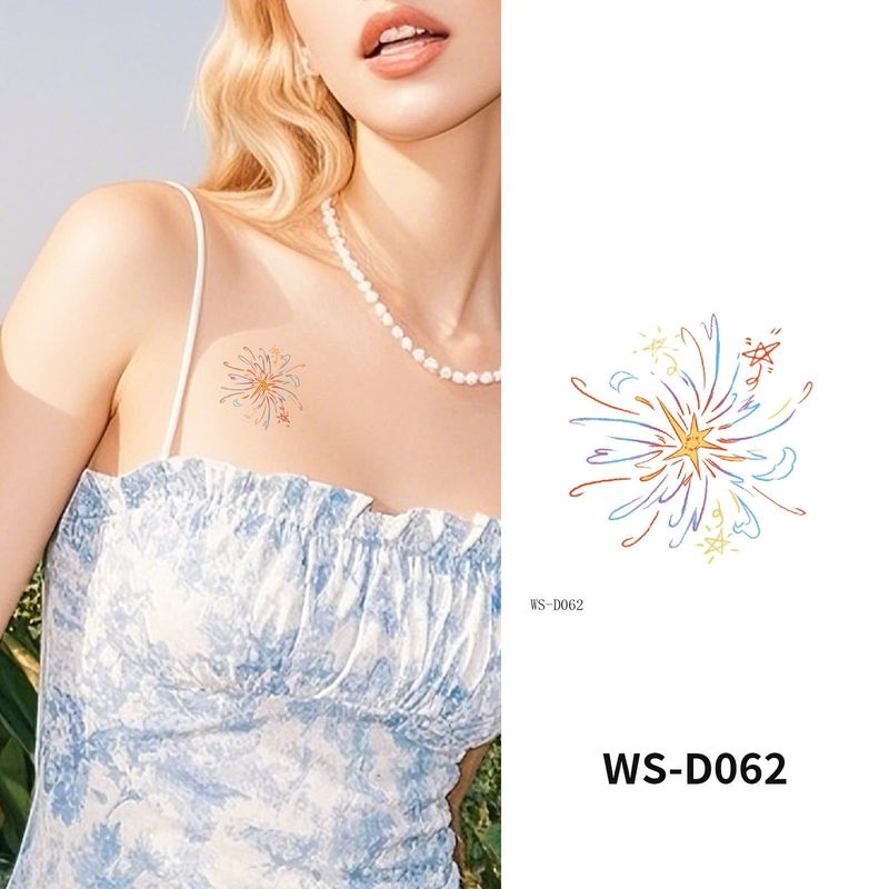 Colorful Cute Tattoo Sticker Advanced Sense Ins Summer Colorful Finger Clavicle Sticker Fashion