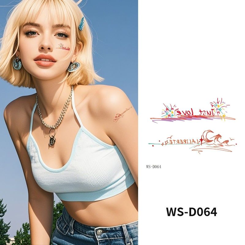 Colorful Cute Tattoo Sticker Advanced Sense Ins Summer Colorful Finger Clavicle Sticker Fashion