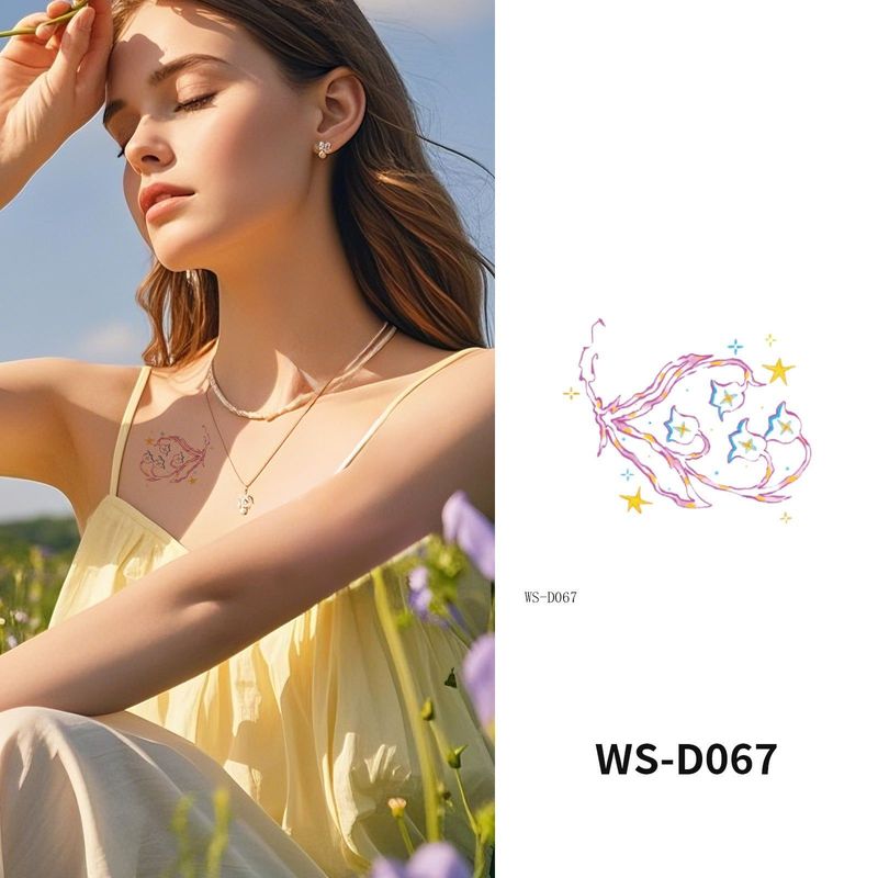 Colorful Cute Tattoo Sticker Advanced Sense Ins Summer Colorful Finger Clavicle Sticker Fashion