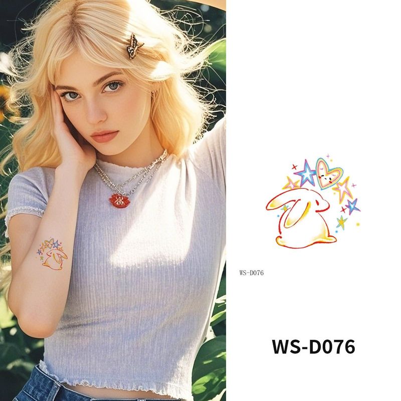 Colorful Cute Tattoo Sticker Advanced Sense Ins Summer Colorful Finger Clavicle Sticker Fashion