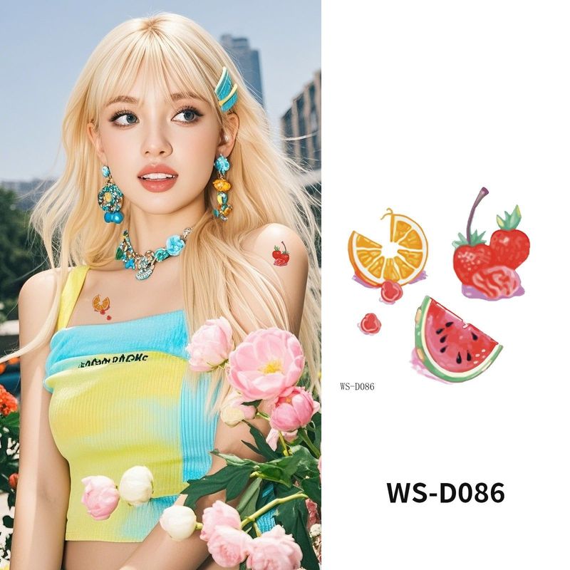 Colorful Cute Tattoo Sticker Advanced Sense Ins Summer Colorful Finger Clavicle Sticker Fashion