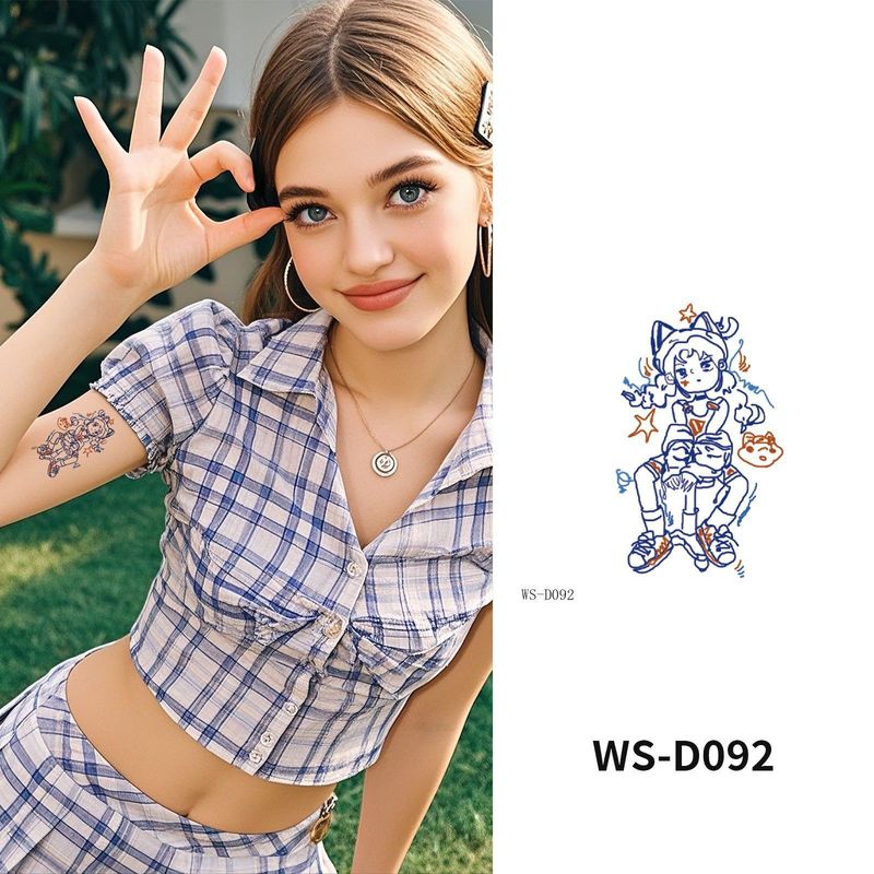 Colorful Cute Tattoo Sticker Advanced Sense Ins Summer Colorful Finger Clavicle Sticker Fashion