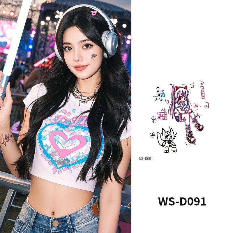 Colorful Cute Tattoo Sticker Advanced Sense Ins Summer Colorful Finger Clavicle Sticker Fashion