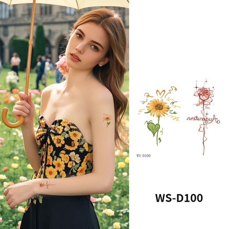 Colorful Cute Tattoo Sticker Advanced Sense Ins Summer Colorful Finger Clavicle Sticker Fashion