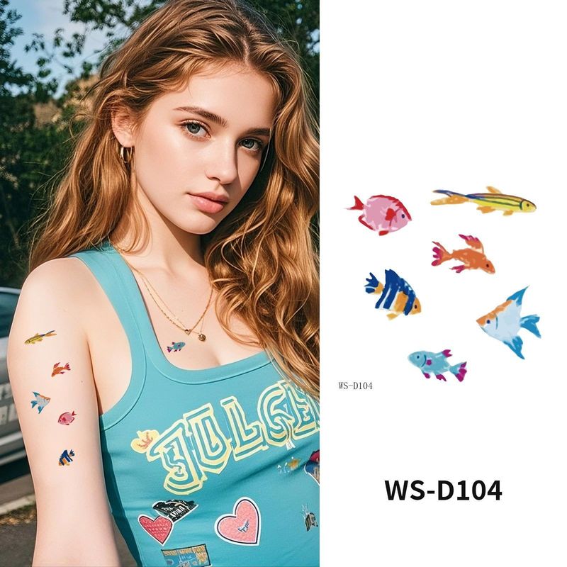 Colorful Cute Tattoo Sticker Advanced Sense Ins Summer Colorful Finger Clavicle Sticker Fashion