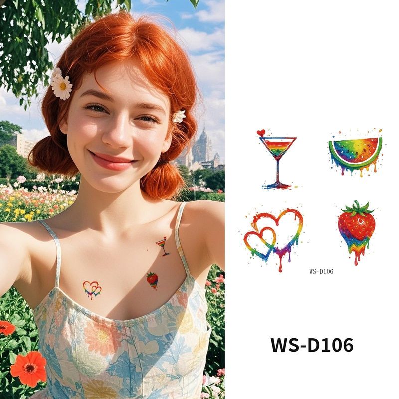 Colorful Cute Tattoo Sticker Advanced Sense Ins Summer Colorful Finger Clavicle Sticker Fashion
