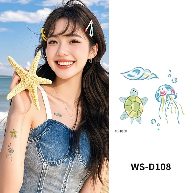 Colorful Cute Tattoo Sticker Advanced Sense Ins Summer Colorful Finger Clavicle Sticker Fashion