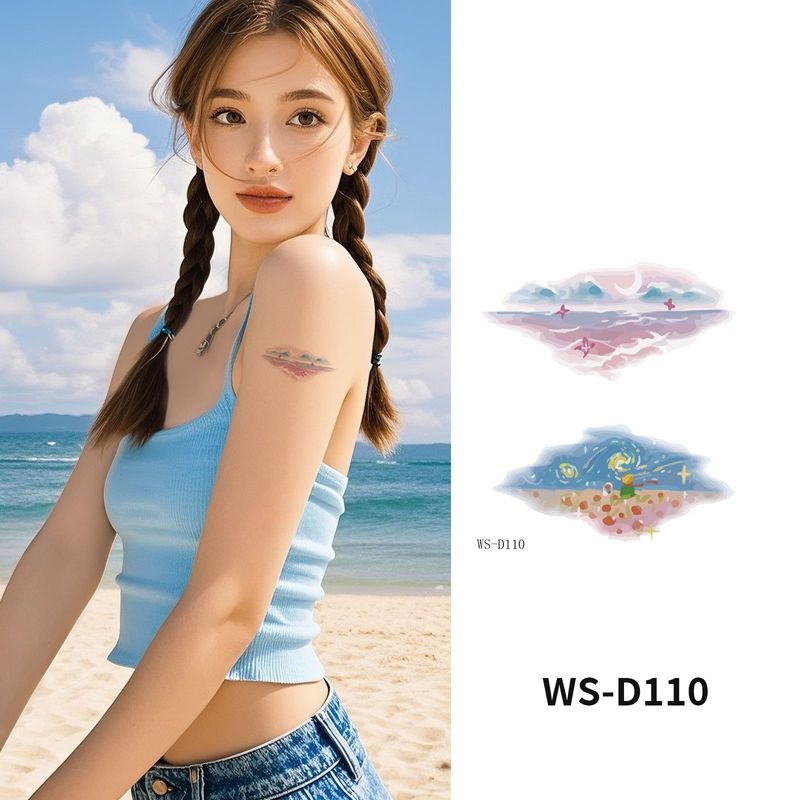 Colorful Cute Tattoo Sticker Advanced Sense Ins Summer Colorful Finger Clavicle Sticker Fashion
