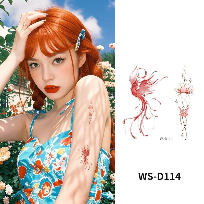 Colorful Cute Tattoo Sticker Advanced Sense Ins Summer Colorful Finger Clavicle Sticker Fashion