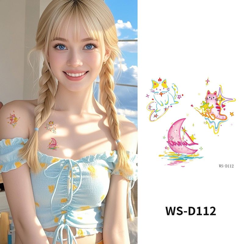 Colorful Cute Tattoo Sticker Advanced Sense Ins Summer Colorful Finger Clavicle Sticker Fashion