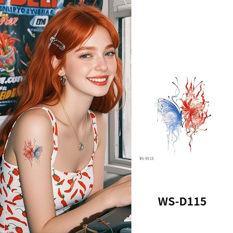 Colorful Cute Tattoo Sticker Advanced Sense Ins Summer Colorful Finger Clavicle Sticker Fashion