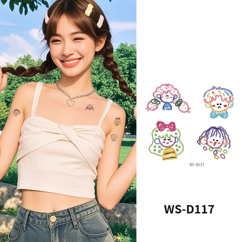 Colorful Cute Tattoo Sticker Advanced Sense Ins Summer Colorful Finger Clavicle Sticker Fashion