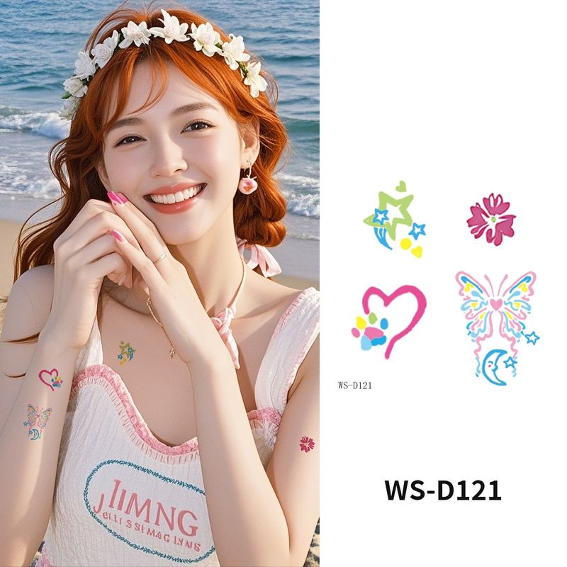 Colorful Cute Tattoo Sticker Advanced Sense Ins Summer Colorful Finger Clavicle Sticker Fashion