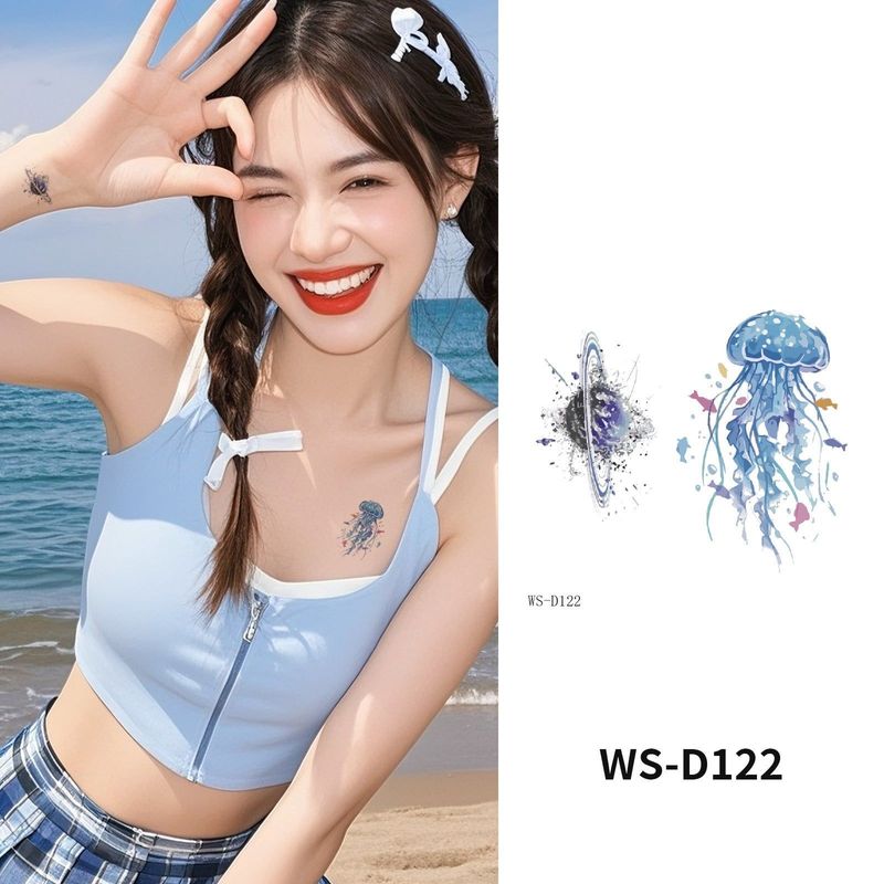 Colorful Cute Tattoo Sticker Advanced Sense Ins Summer Colorful Finger Clavicle Sticker Fashion