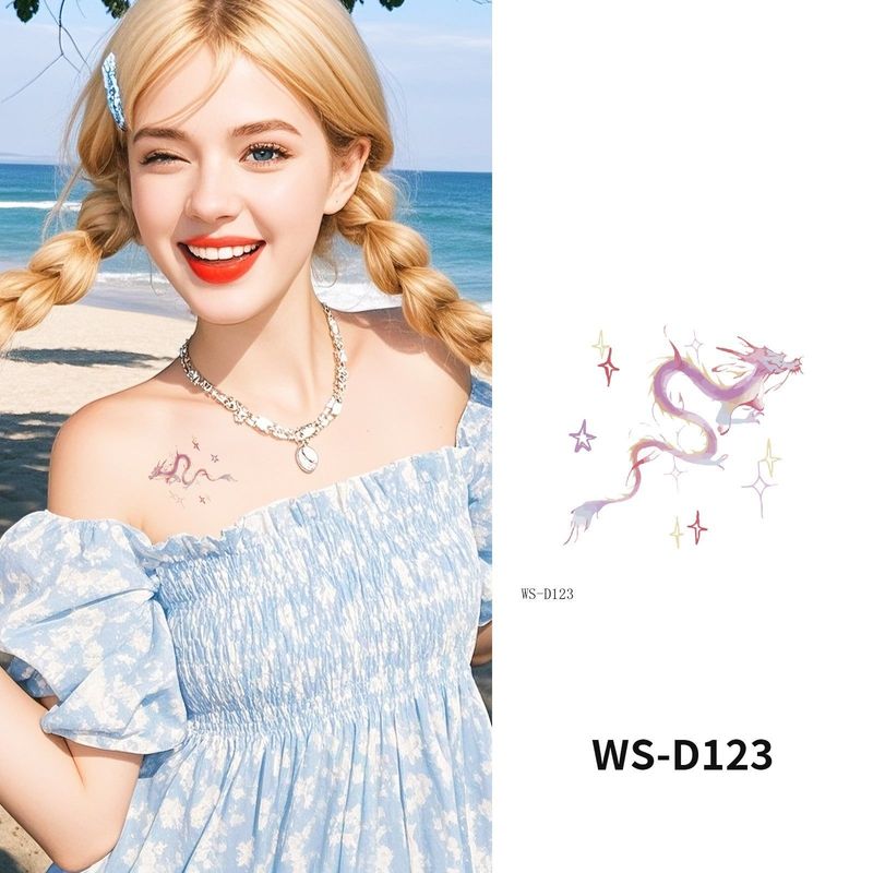 Colorful Cute Tattoo Sticker Advanced Sense Ins Summer Colorful Finger Clavicle Sticker Fashion