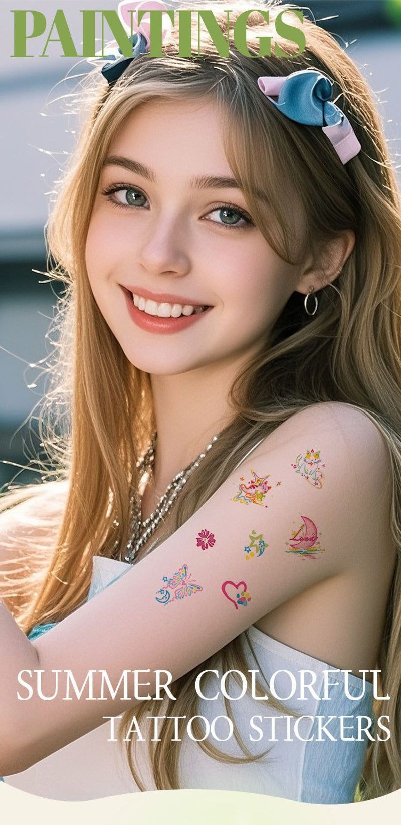 Colorful Cute Tattoo Sticker Advanced Sense Ins Summer Colorful Finger Clavicle Sticker Fashion